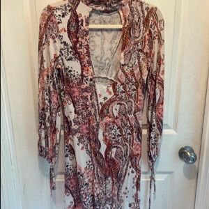 Free People Paisley Backless Dress - Red and Cream